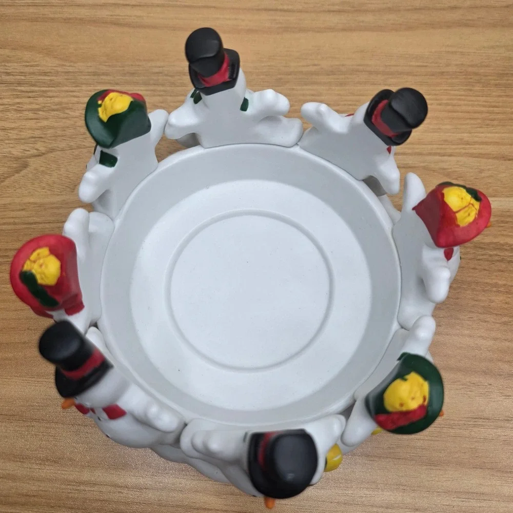 Partylite Frolicking Frostys Snowmen‎ 3 Wick Candle Holder Christmas Decor P7364